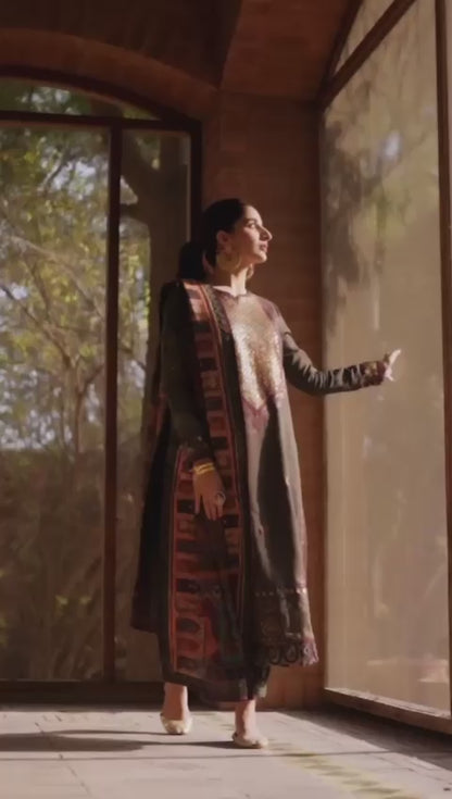 Asim jofa  Hit code Available on  Linen with Pashmina wool  shawl 3 Pcs Suit